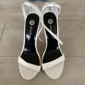 White leather heels
